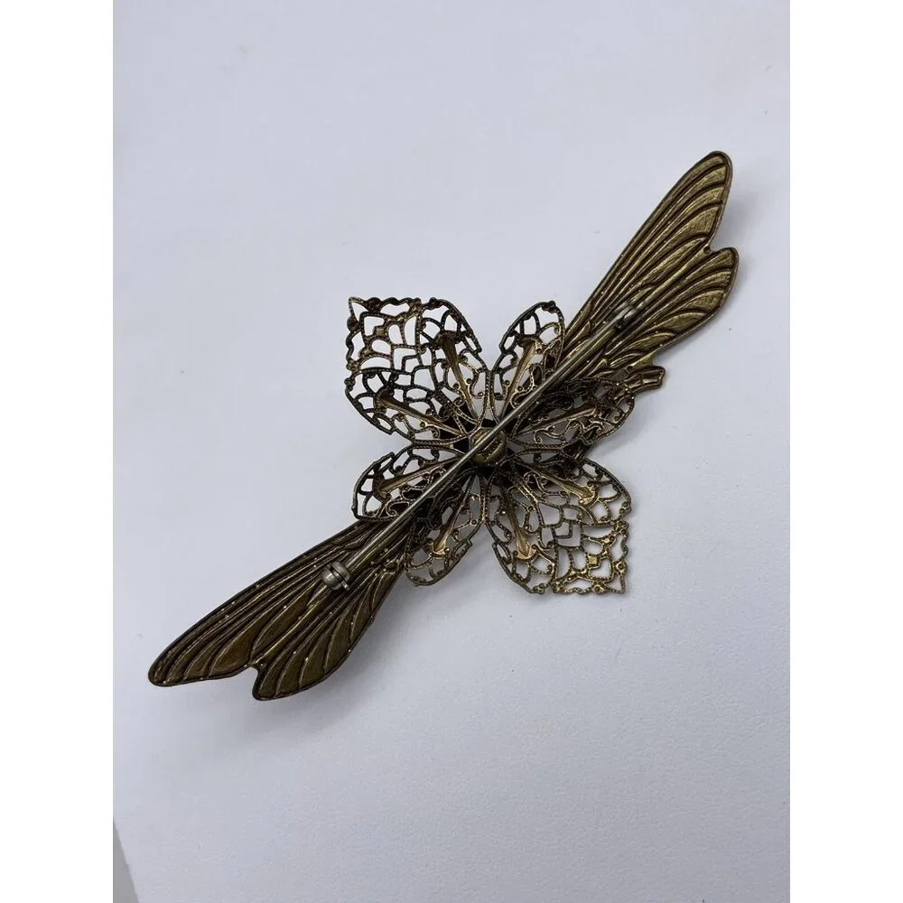 Vintage Sadie Green Signed Dragonfly Brooch Pin